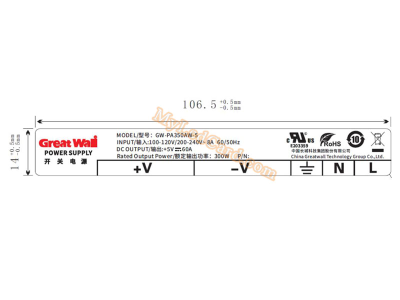 Great Wall GW-PA350AW-5 LED Thin Power Supply