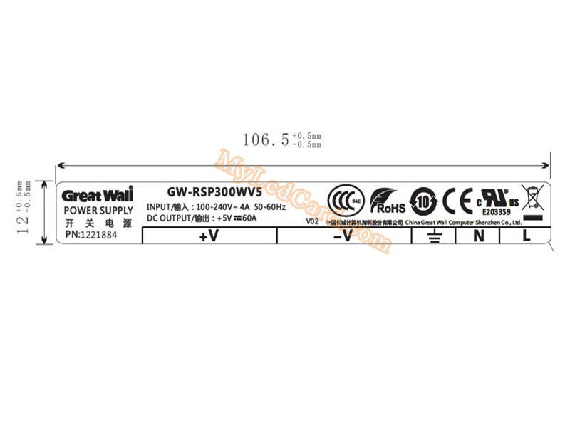 Great Wall GW-RSP300WV5 LED Thin Power Supply